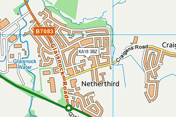 KA18 3BZ map - OS VectorMap District (Ordnance Survey)