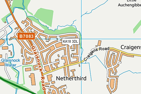 KA18 3DL map - OS VectorMap District (Ordnance Survey)