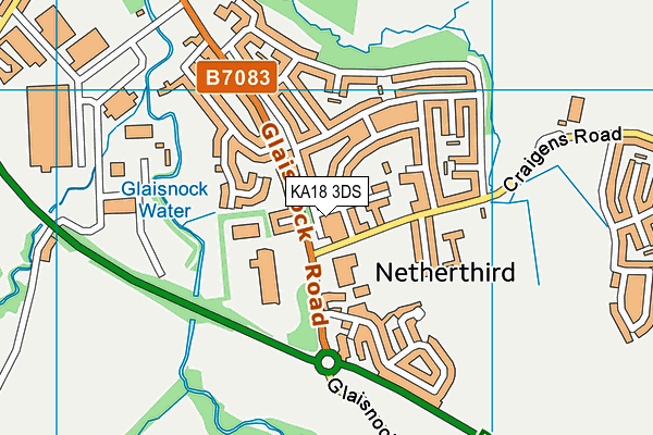 KA18 3DS map - OS VectorMap District (Ordnance Survey)