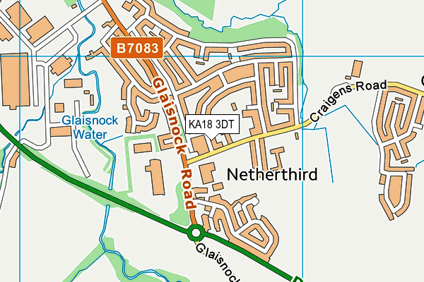 KA18 3DT map - OS VectorMap District (Ordnance Survey)