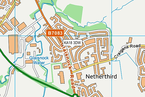 KA18 3DW map - OS VectorMap District (Ordnance Survey)