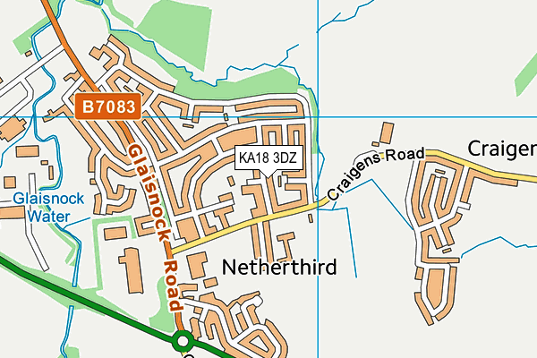 KA18 3DZ map - OS VectorMap District (Ordnance Survey)
