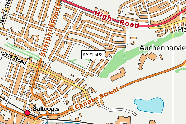 KA21 5PX map - OS VectorMap District (Ordnance Survey)