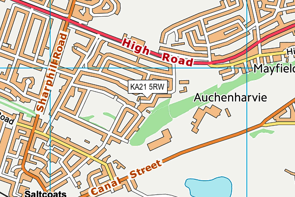 KA21 5RW map - OS VectorMap District (Ordnance Survey)