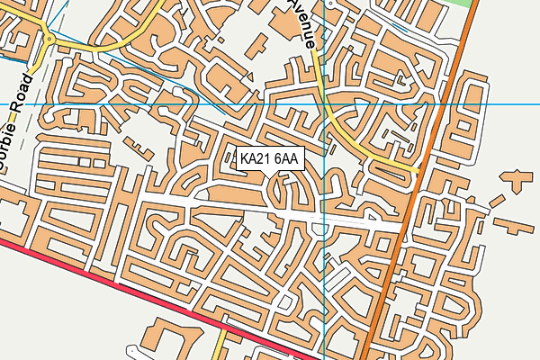 KA21 6AA map - OS VectorMap District (Ordnance Survey)