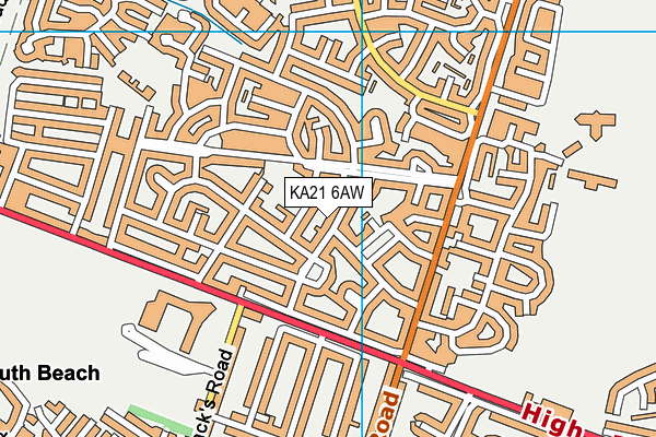 KA21 6AW map - OS VectorMap District (Ordnance Survey)