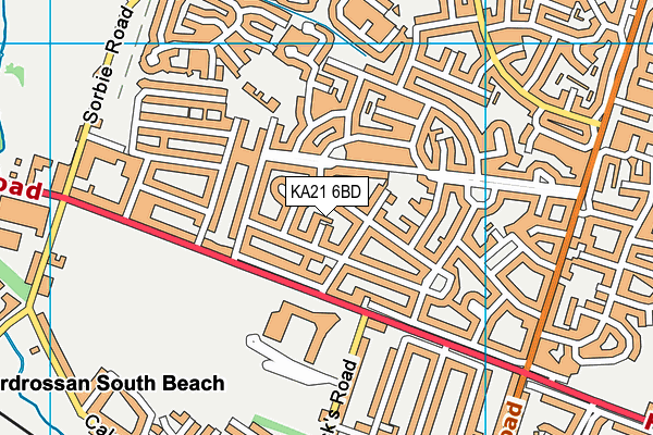 KA21 6BD map - OS VectorMap District (Ordnance Survey)