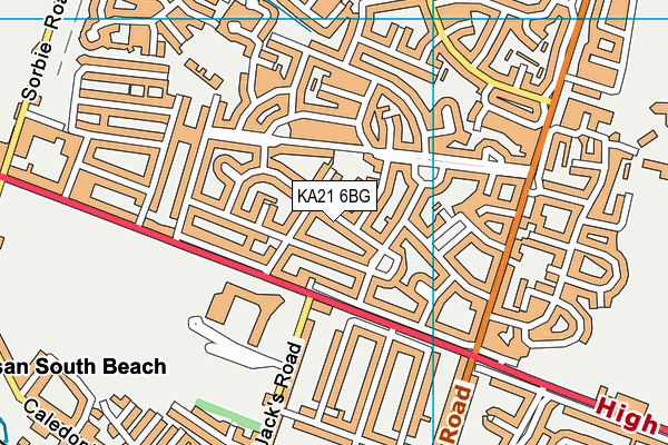 KA21 6BG map - OS VectorMap District (Ordnance Survey)