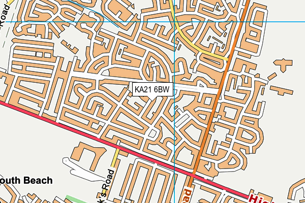 KA21 6BW map - OS VectorMap District (Ordnance Survey)