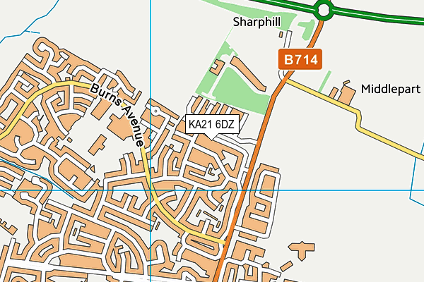 KA21 6DZ map - OS VectorMap District (Ordnance Survey)
