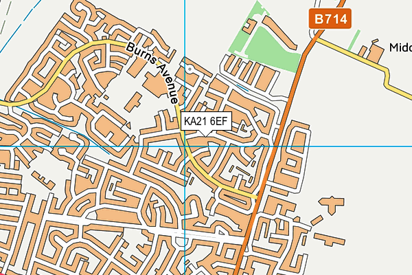 KA21 6EF map - OS VectorMap District (Ordnance Survey)