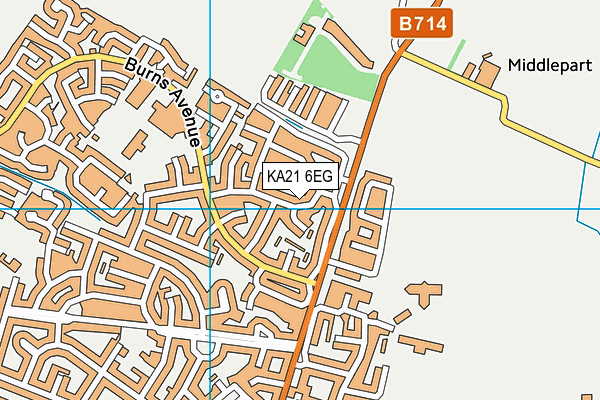 KA21 6EG map - OS VectorMap District (Ordnance Survey)