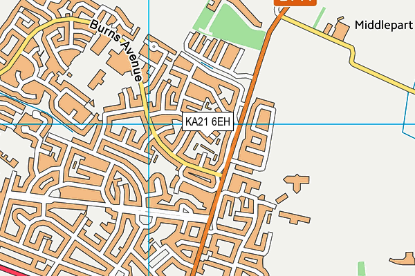 KA21 6EH map - OS VectorMap District (Ordnance Survey)