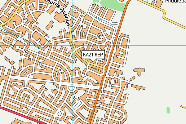 KA21 6EP map - OS VectorMap District (Ordnance Survey)