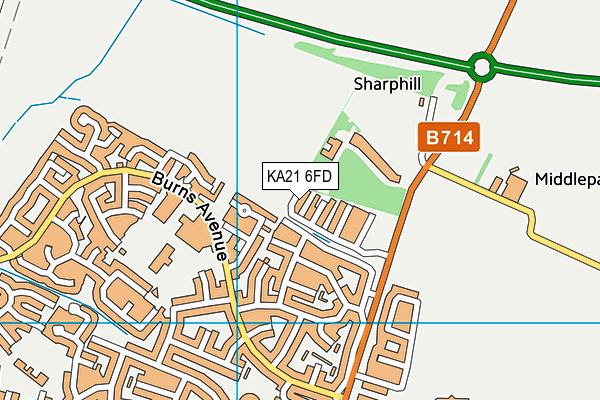 KA21 6FD map - OS VectorMap District (Ordnance Survey)