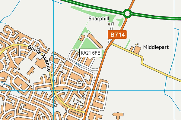 KA21 6FE map - OS VectorMap District (Ordnance Survey)