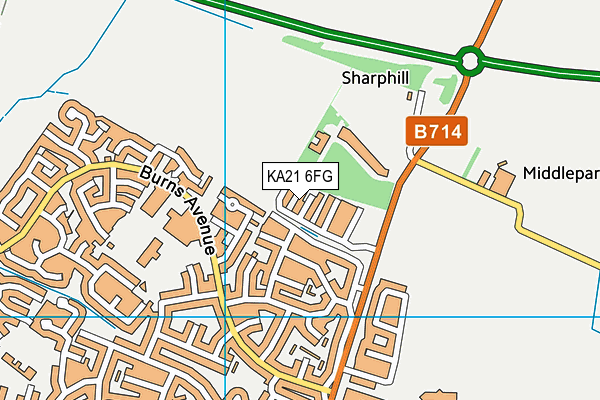 KA21 6FG map - OS VectorMap District (Ordnance Survey)