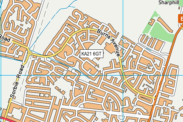 KA21 6GT map - OS VectorMap District (Ordnance Survey)