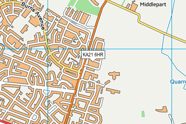 KA21 6HR map - OS VectorMap District (Ordnance Survey)