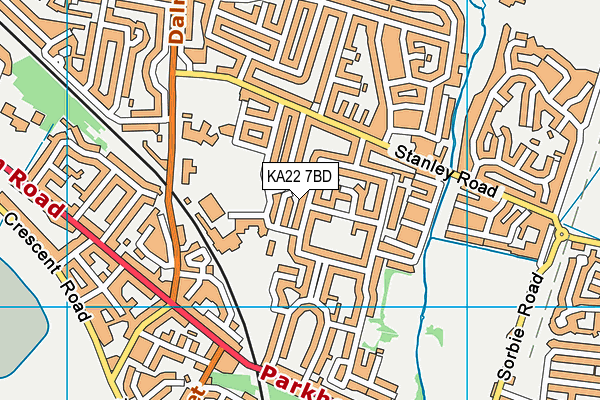 KA22 7BD map - OS VectorMap District (Ordnance Survey)
