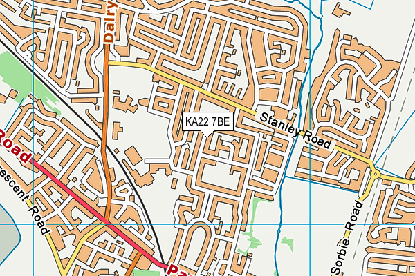 KA22 7BE map - OS VectorMap District (Ordnance Survey)