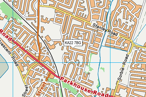 KA22 7BG map - OS VectorMap District (Ordnance Survey)