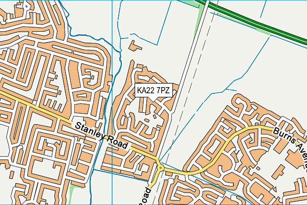 KA22 7PZ map - OS VectorMap District (Ordnance Survey)