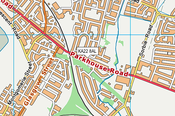 KA22 8AL map - OS VectorMap District (Ordnance Survey)