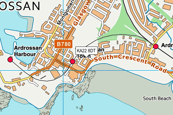 KA22 8DT map - OS VectorMap District (Ordnance Survey)