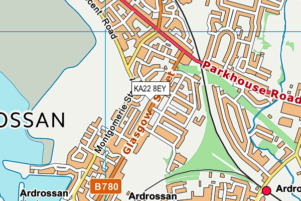 KA22 8EY map - OS VectorMap District (Ordnance Survey)