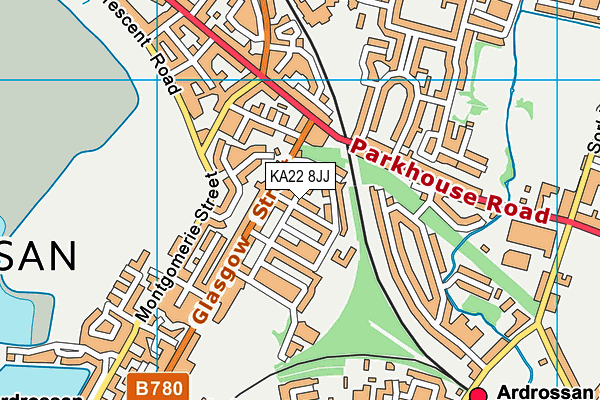 KA22 8JJ map - OS VectorMap District (Ordnance Survey)