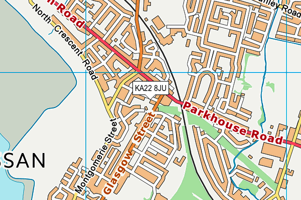 KA22 8JU map - OS VectorMap District (Ordnance Survey)