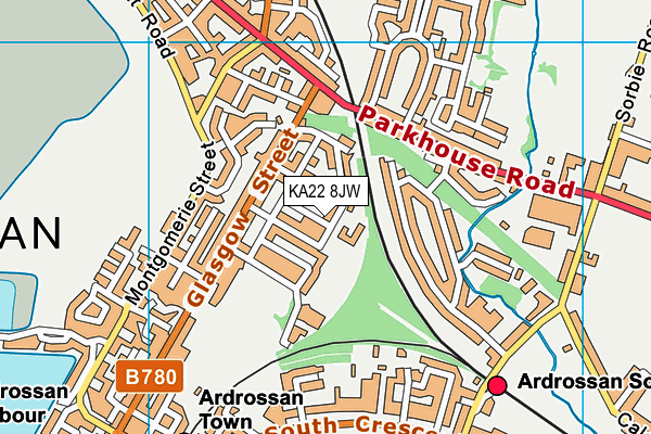 KA22 8JW map - OS VectorMap District (Ordnance Survey)