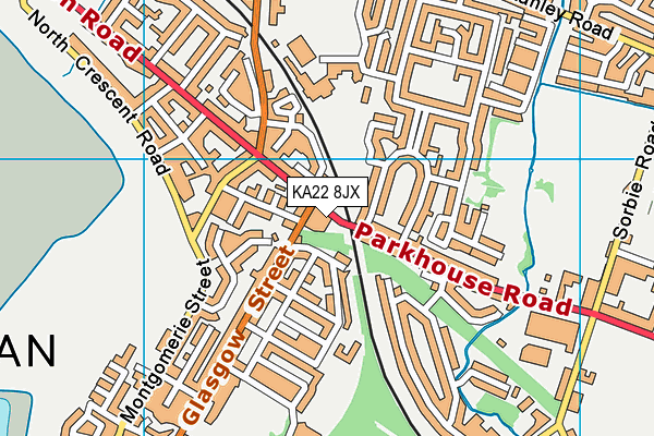 KA22 8JX map - OS VectorMap District (Ordnance Survey)