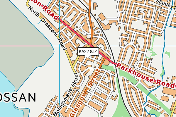KA22 8JZ map - OS VectorMap District (Ordnance Survey)