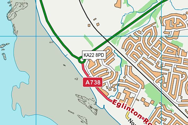 KA22 8PD map - OS VectorMap District (Ordnance Survey)