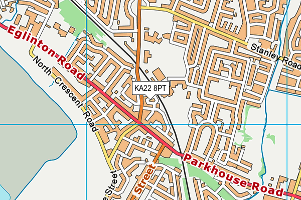 KA22 8PT map - OS VectorMap District (Ordnance Survey)