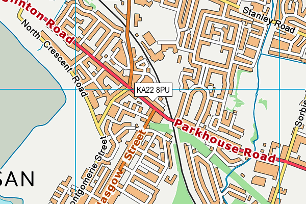 KA22 8PU map - OS VectorMap District (Ordnance Survey)