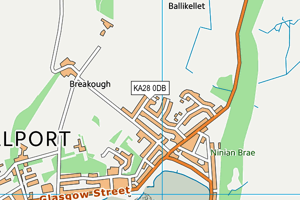 KA28 0DB map - OS VectorMap District (Ordnance Survey)