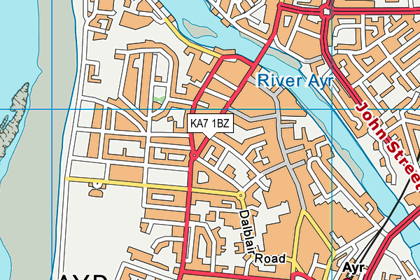 KA7 1BZ map - OS VectorMap District (Ordnance Survey)