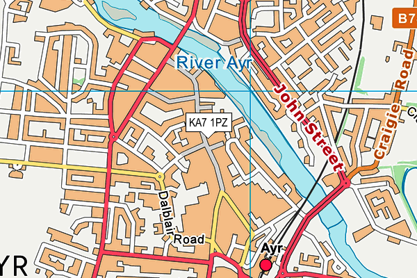 KA7 1PZ map - OS VectorMap District (Ordnance Survey)