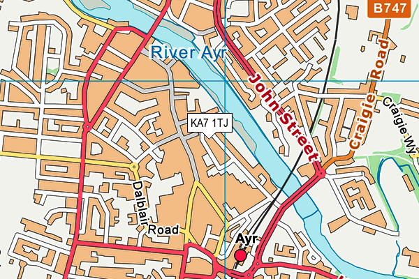 KA7 1TJ map - OS VectorMap District (Ordnance Survey)