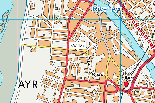 KA7 1XB map - OS VectorMap District (Ordnance Survey)