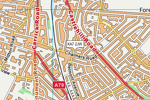 KA7 2JW map - OS VectorMap District (Ordnance Survey)