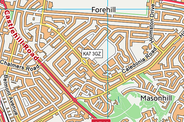 KA7 3GZ map - OS VectorMap District (Ordnance Survey)