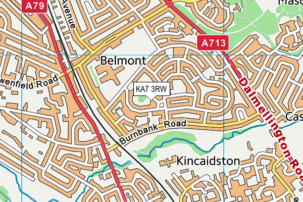 KA7 3RW map - OS VectorMap District (Ordnance Survey)