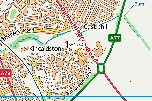 KA7 3XD map - OS VectorMap District (Ordnance Survey)