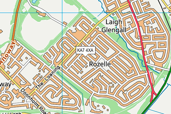KA7 4XA map - OS VectorMap District (Ordnance Survey)