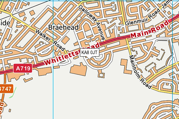 KA8 0JT map - OS VectorMap District (Ordnance Survey)