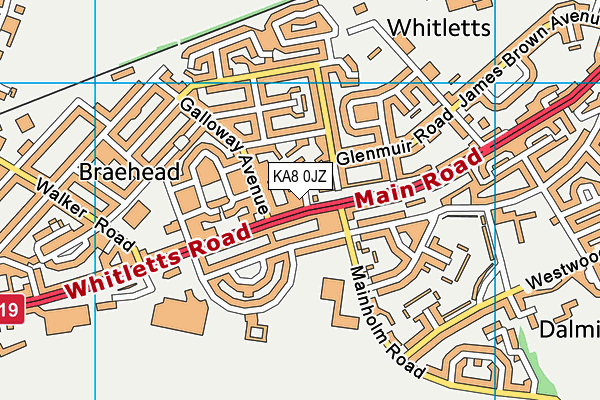 KA8 0JZ map - OS VectorMap District (Ordnance Survey)